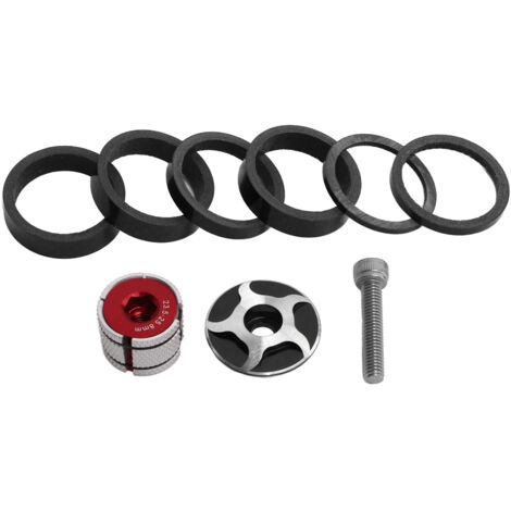 Jeu de Rondelles de Direction pour Vélo Noir avec Capuchon de Potence et Bouchon d'Expansion Fourche 28.6mm
