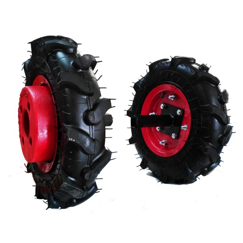 Jeu de roues avec pneus agraires et masses pour motoculteur ELECTROPOWER