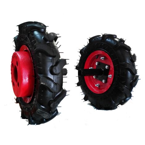 Jeu de roues avec pneus agraires et masses pour motoculteur ELECTROPOWER