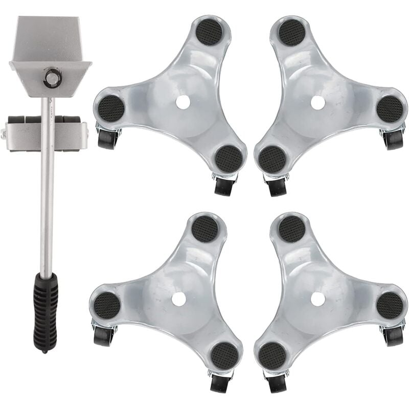 Tonysa - topiky Ensemble Pro de Déplace Meubles - avec Roues en tpe Personnalisées - Capacité de Charge de 400 kg ( Set: 4 Chariots + 1 levier pour