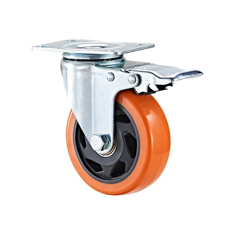 Shmshng - Jeu de roulettes avec plaque de montage, ø 50, plastique orange, acier et plastique, 1 jeu