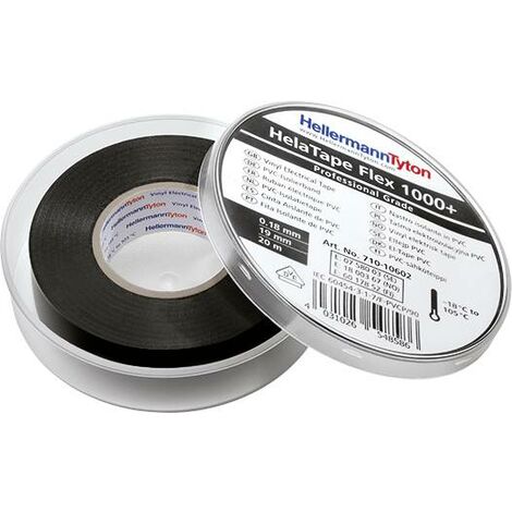 Jeu de rubans isolants HelaTape Flex 1000+ HellermannTyton 710-10601 noir (L x l) 20 m x 19 mm 10 pc(s) S903031