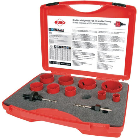 Jeu de scies cloches 11 pièces 19 - 64 mm prof. coupe 38 mm HSS-bi-métal RUKO