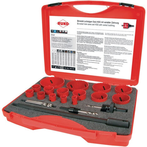 Jeu de scies cloches 19 pièces 16 - 83 mm prof. coupe 38 mm HSS-bi-métal RUKO