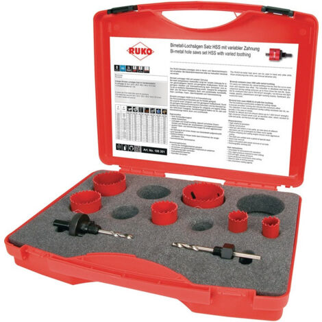 Jeu de scies cloches 8 pièces 19 - 57 mm prof. coupe 38 mm HSS-bi-métal RUKO