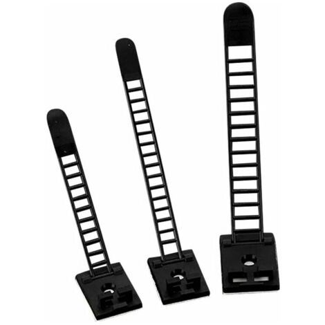 Jeu de serre-câbles de 60 pièces 20 pièces / 3 tailles,Attaches de Cable Clips de Câble Adhesive Attaches ajustables en Nylon pour Cable en Option pour la Gestion du Cordon(Noir)