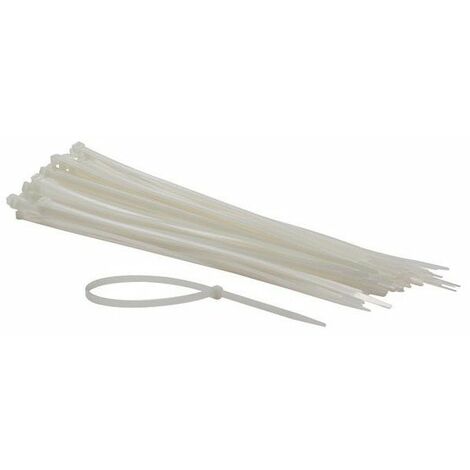 Colliers rapides en nylon blanc x100 400 x 7,6 mm