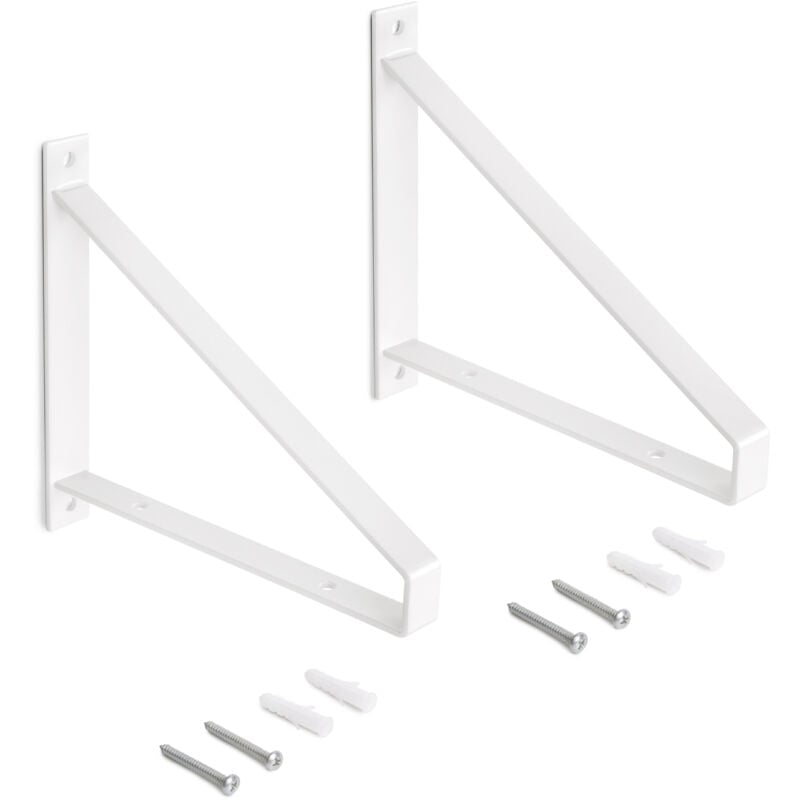 Jeu de supports pour étagères en bois Shelf avec forme triangulaire, Acier, Peint en blanc - Emuca