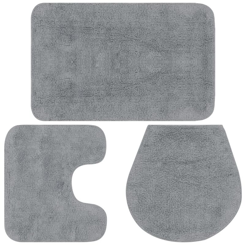 Vidaxl - Jeu de tapis de salle de bain 3 pcs Tissu Gris