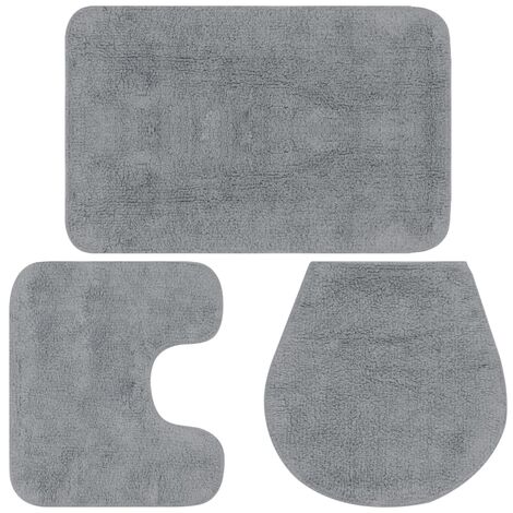 Jeu de tapis de salle de bain 3 pcs Tissu Gris