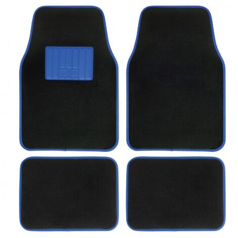 Jeu De Tapis Moquette 400g-M2 Drive Noir-Bleu. 4pcs - Swiss Drive