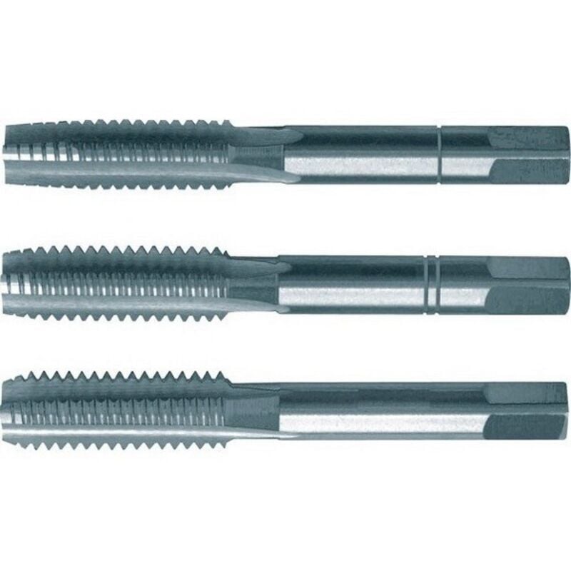 Forum - Jeu de tarauds à main, filetage régulier iso métrique, 3 unités, Filetage : M22, Pas 2,50 mm, Long. totale 100 mm, queue ø 18 mm