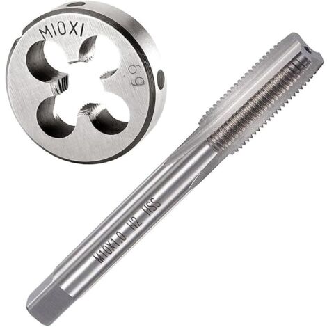 Jeu de Tarauds et Filières M10 x 1 mm Taraud à Vis avec Filetage Rond pour Réparation D'écrous, De Boulons
