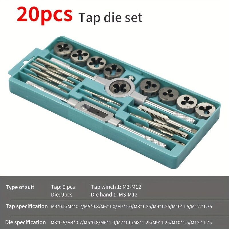 Jeu De Tarauds Et Filières Métriques 20 Pièces, Jeu De Tarauds Et Filetages De Taraudage