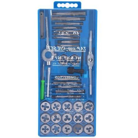 Jeu de tarauds et filières métriques durcis, filetage de vis, outils à main coniques, 40 pièces
