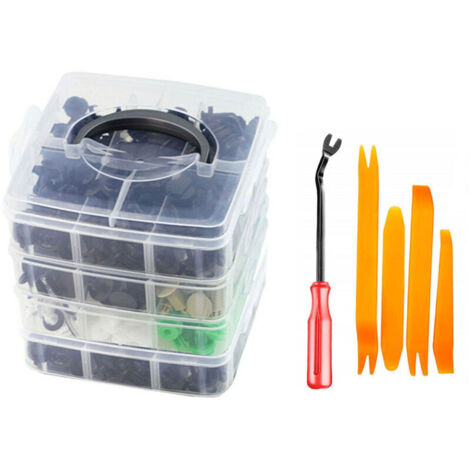 Jeu de tendeurs de voiture 24 types de fixations 620PCS boucle en boîte + 5 jeux d'outils