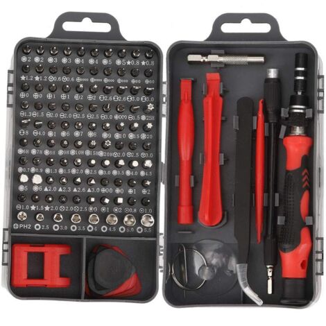 Jeu de tournevis 115 en 1, ordinateur de précision, téléphone intelligent, kit d'outils à main de réparation de montre, avec sac portable(Red),Ensemble De Tournevis