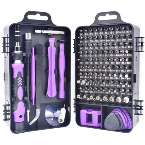 Jeu de tournevis 115 en 1, ordinateur de précision, téléphone intelligent, kit d'outils à main de réparation de montre, avec sac portable(Violet),Ensemble De Tournevis