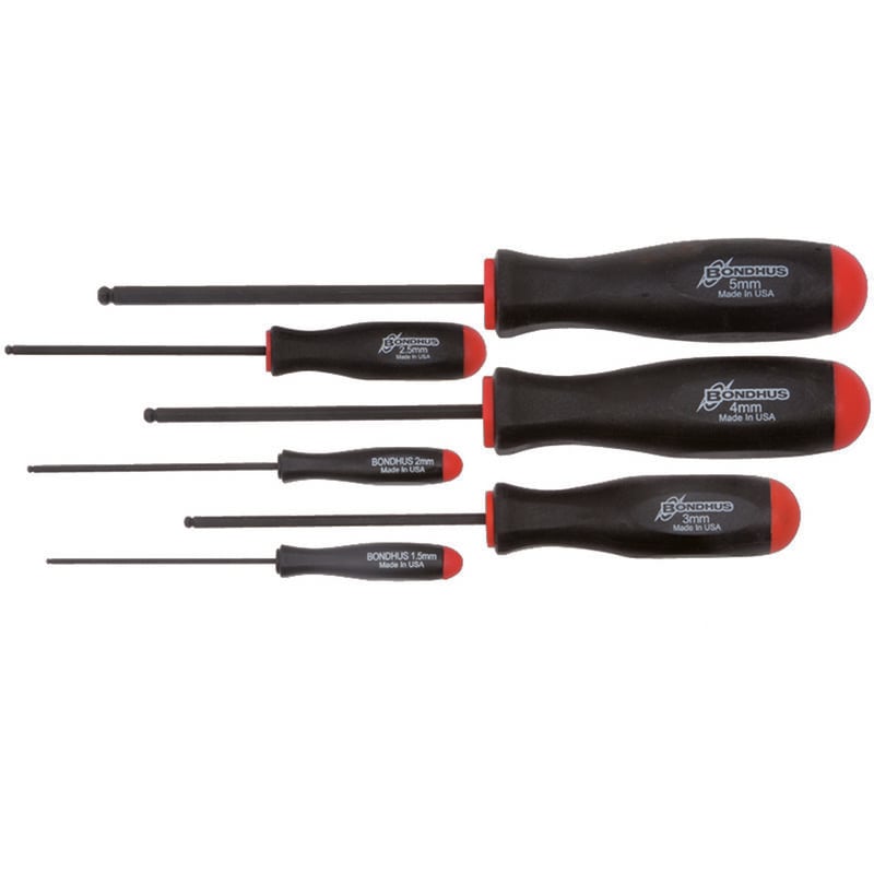 Jeu de tournevis à billes métriques. Lot de 6 1,5-5 mm Bondhus 10686