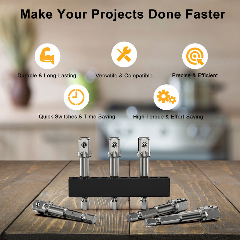 Lifcausal - Jeu de tournevis à écrou, jeu d'adaptateurs de douilles à impact, adaptateur de foret 10 pièces avec porte-embout, tailles 1/2' pour