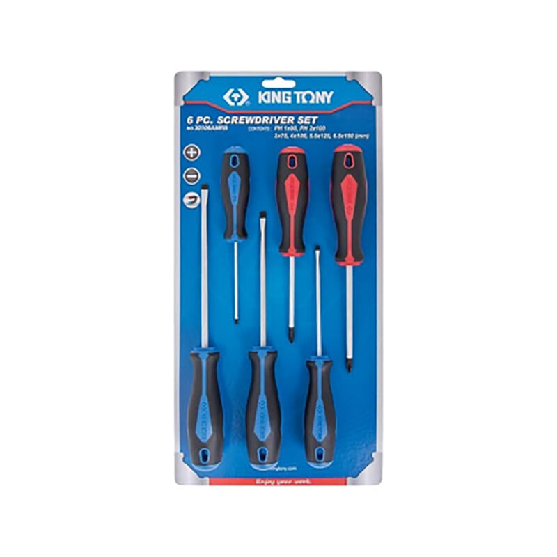 Jeu de 6 tournevis fente et phillips® à lames rectilignes King Tony