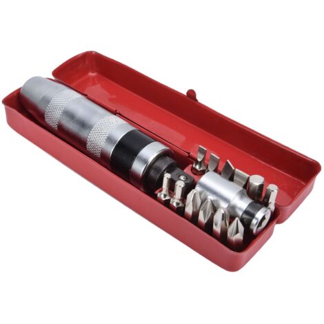Jeu de Tournevis à Percussion à Main Tournevis à Percussion 1/2" Adaptateur Carré à Hexagonal avec 12 Embouts pour Desserrer les Fixations Rouillées