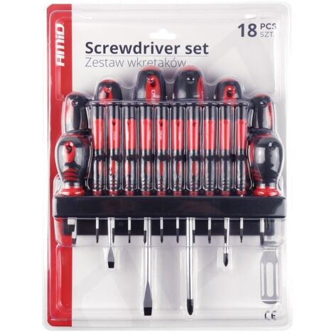 Jeu de tournevis avec support CR-V 18 pièces amio-02411