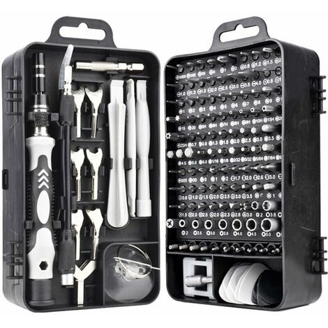 Jeu de tournevis de mécanique de précision 135 en 1 et outil d'ouverture noir gris