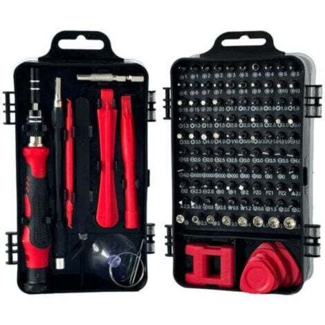Jeu de tournevis de précision 115-en-1 rouge – Kit complet pour réparation d’appareils électroménagers et véhicules électriques