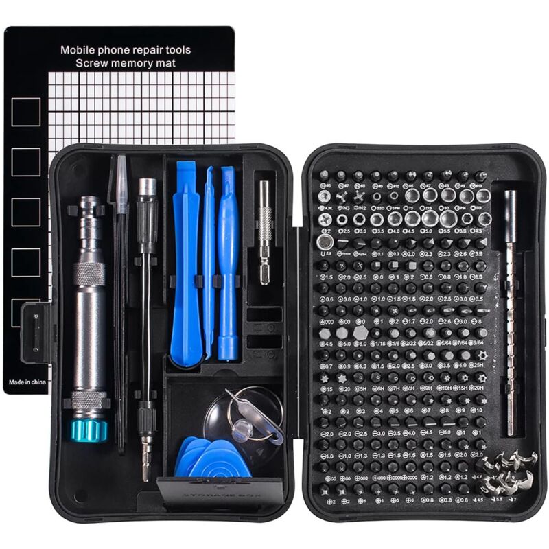 Jeu de tournevis de précision électronique 170 en 1 pour iPhone, MacBook, ordinateur, ordinateur portable, pc, tablette, Game Boy, console (bleu)