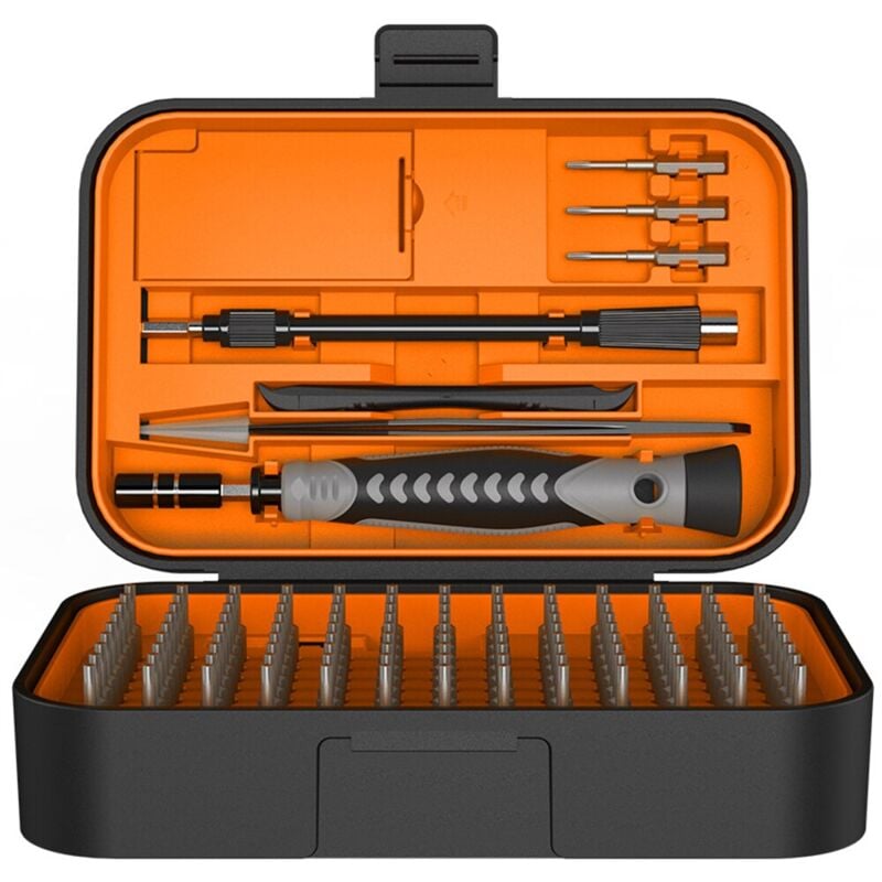 Jusch - Jeu de tournevis de précision pour réparation électronique, 130 en 1, 117 pièces, chrome vanadium, antidérapant, antirouille, orange