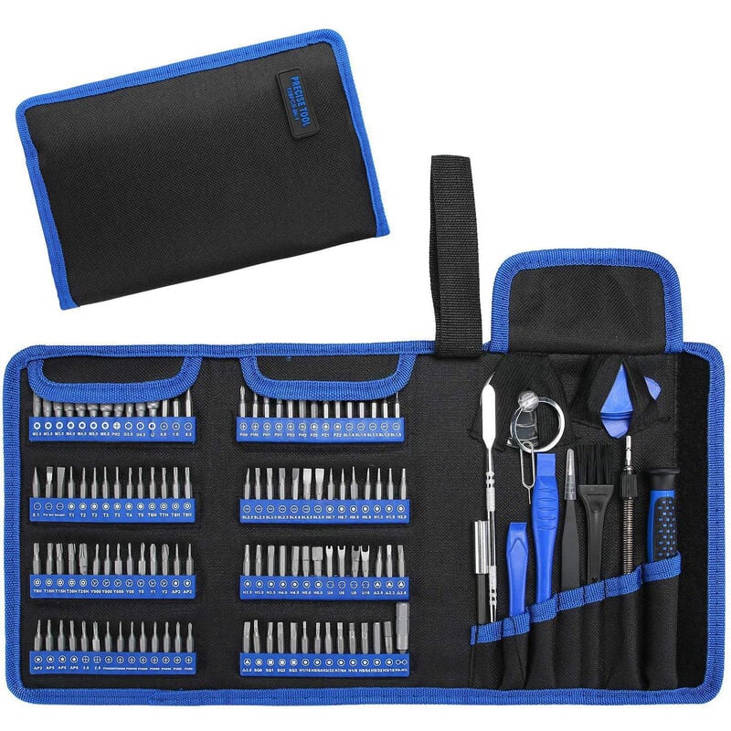 Jeu de tournevis de précision rétractable de 126 pouces avec kit magnétique de 112 pièces pour Macbook, iMac, iPhone, électronique, noir