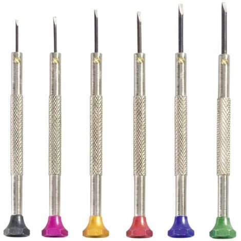 Jeu de tournevis dhorloger 12 pièces TOOLCRAFT 820926 Largeur de la lame: 0.8 mm, 1 mm, 1.2 mm, 1.4 mm, 1.6 mm, 1.8 mm