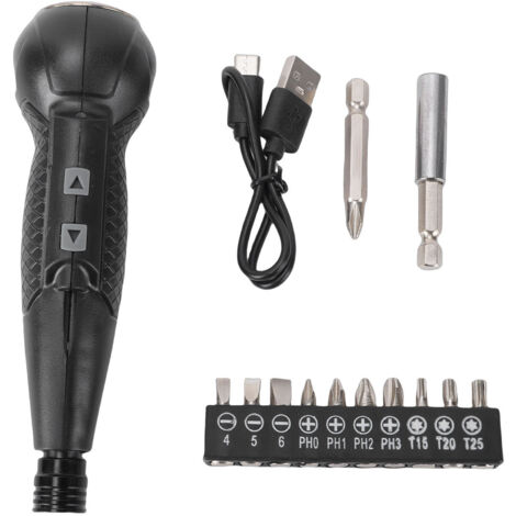 Jeu de tournevis électriques sans fil avec 12 embouts, lumière LED de torsion à 3 niveaux, batterie 900 mAh, USB Type C rechargeable 2 en 1, manuel automatique pour l'électronique