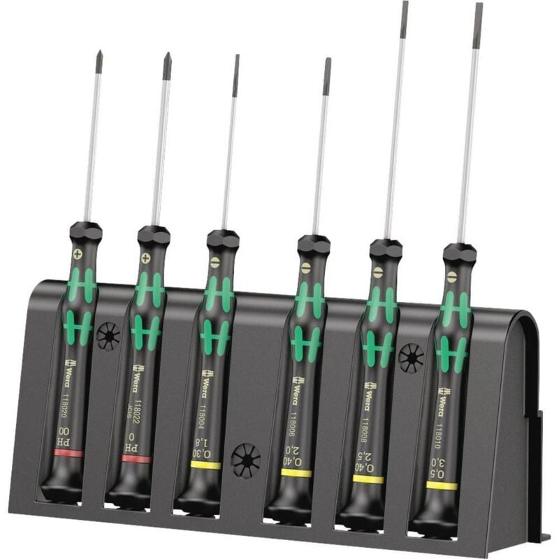 Wera - 2035/6 a pour l'électronique et la mécanique de précision Jeu de tournevis 6 pièces vis à fente, cruciforme Philli