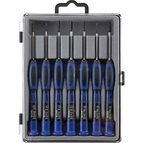 Jeu de tournevis électronique fente/cruciforme, 7 pièces