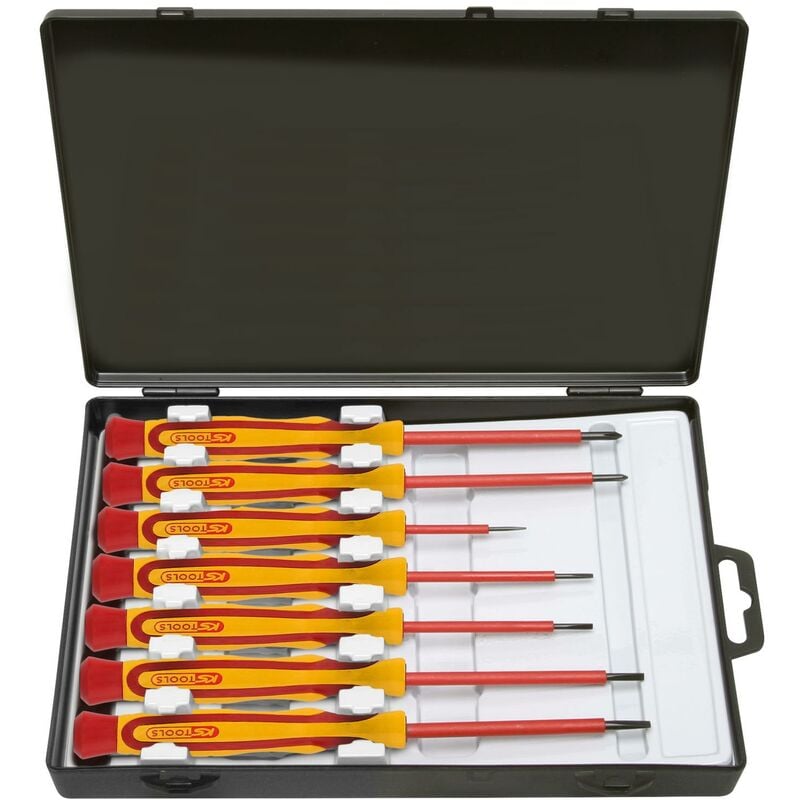 Kstools - Tournevis de précision avec revêtement isolant pour vis cruciforme PH-jeu de 7 pcs