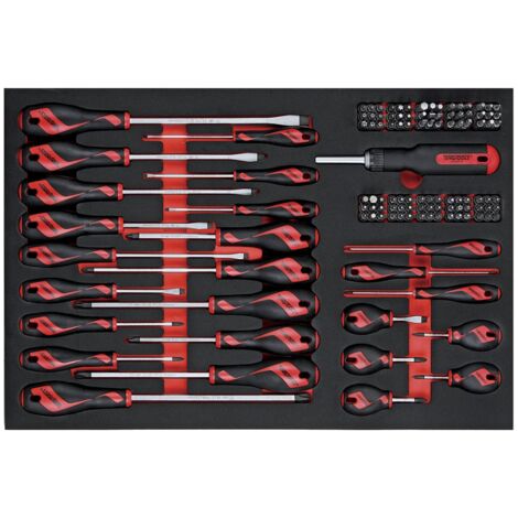 Jeu de tournevis et embouts Foam4x4 tray PLAT- PH- PZ- TX- TPX- HEX- GR 122 pièces Teng Tools TTEMD122N