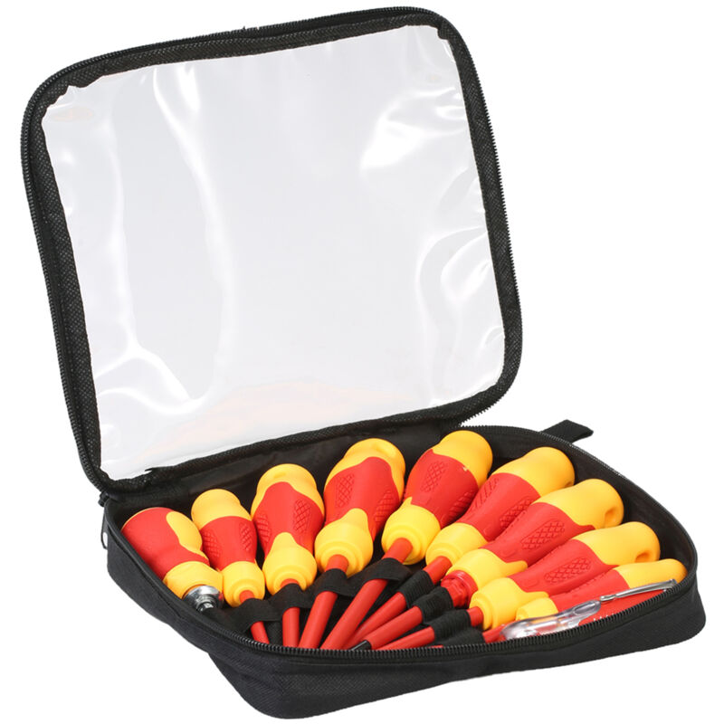 Meterk - Jeu de tournevis isolés 1000V, avec fente magnétique et embouts Phillips, poignées souples, électriciens, outils de réparation pour travaux