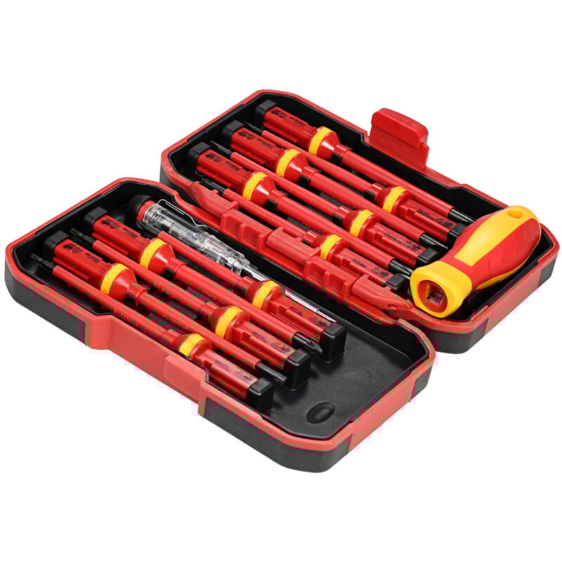 Ensemble de tournevis électriques isolés 1000V - Kit d'outils professionnel pour électriciens - Poignée ergonomique, embouts magnétiques - Acier