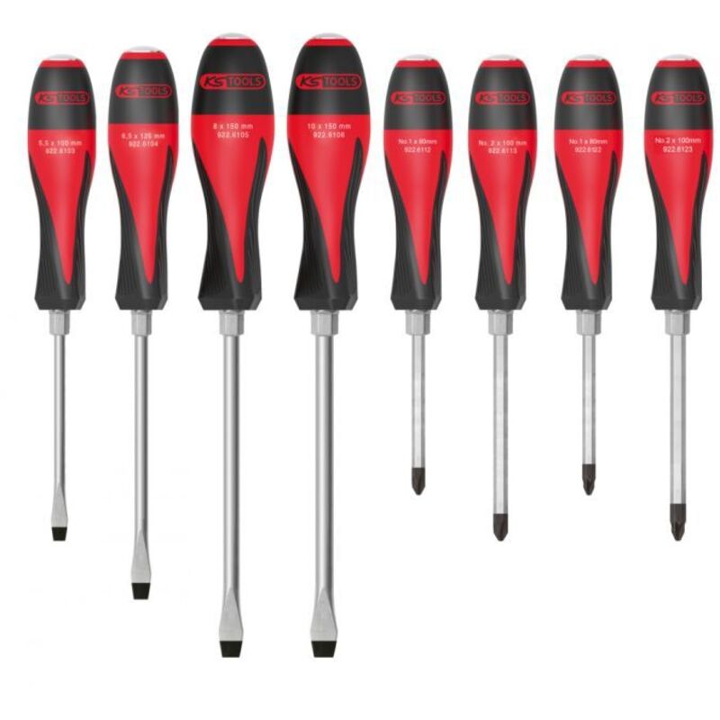 Kstools - Jeu de 8 tournevis ULTIMATEmax®, 5,5 à 10 mm - PH1 - PH2 - PZ1 - PZ2