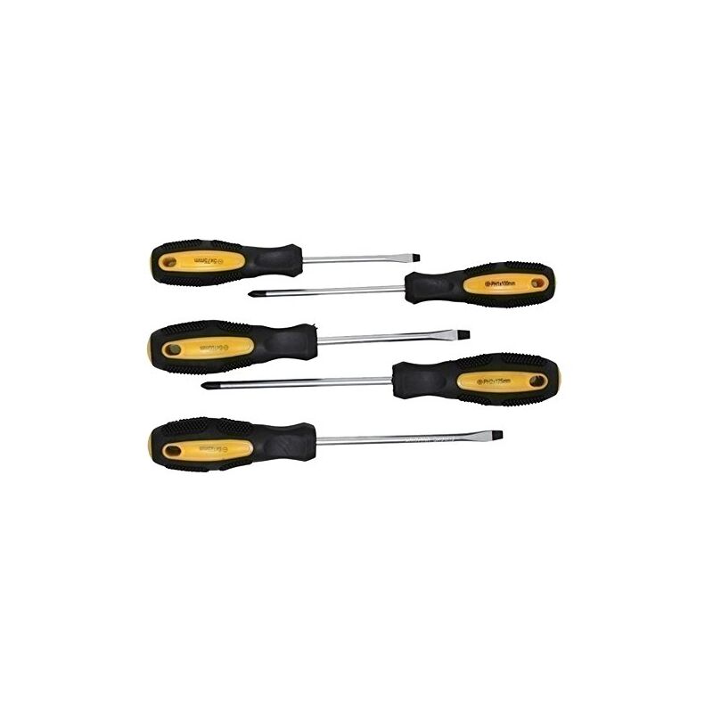 Kraftmann 35835 tournevis, argent/noir/jaune, set de 5 pièces