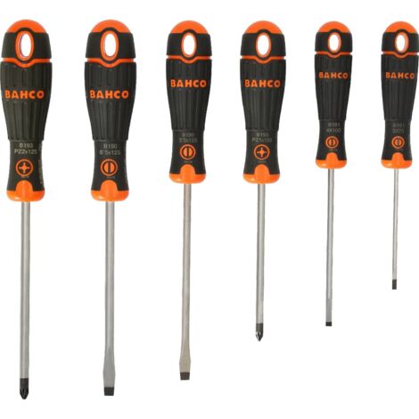 Jeu de tournevis Pozidriv pour vis à fente avec poignée en caoutchouc (6 pcs) - BAHCO B219.016