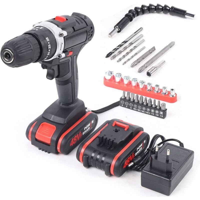 Senderpick - Jeu de tournevis sans fil 21 v, avec 2 batteries et chargeur, tournevis sans fil, tournevis sans fil, perceuse sans fil, 25-28 Nm, pour