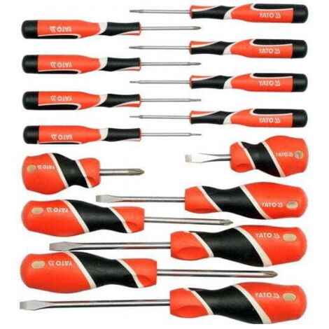 JEU DE TOURNEVIS YATO 15 PIÈCES PLATS / CROISÉS / TORX, S2 58 HRC 25981