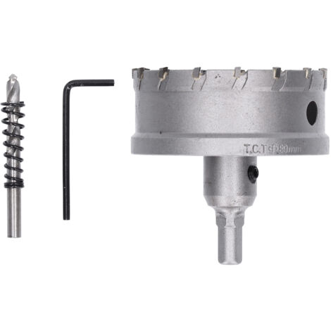 Jeu de trépans carbure à dents acier pour coupe métal et bois, kit de coupe avec foret de carottage 80mm / 3.1in