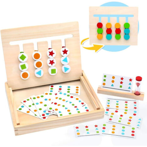 Jeu de tri en bois Montessori, jeu éducatif classique à quatre couleurs