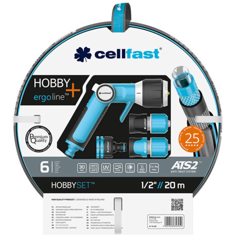 Jeu De Tuyaux D'irrigation Hobby Ats2 De 12,5 Mm X 20 M Avec Connecteurs Et Pistolet Cellfast