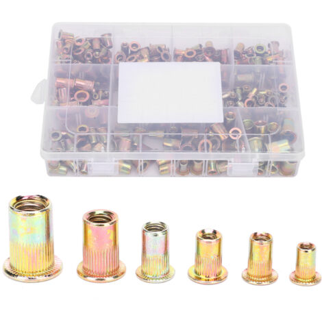 Jeu d'écrous de rivetage aveugles, 300 pièces, en acier Zinc plaqué couleur, accessoires de quincaillerie à Grain Vertical