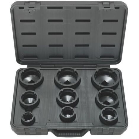 Ks Tools – Jeu de douilles à ergots pour écrous DIN 981 – 9 pièces – Alliage spécial – Pour écrous KM4 à KM12 – Compatible cliquets et rallonges